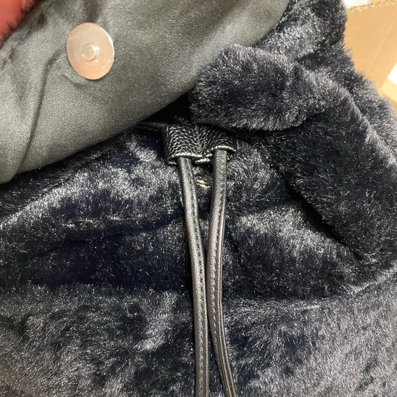 New Black Faux Fur Winter 12" Backpack - Picture 5 of 7
